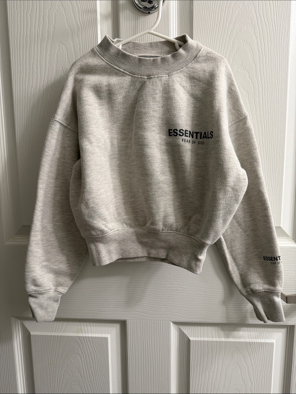 Essentials Crewneck Sweatshirt in Heather Gray with Black Logo